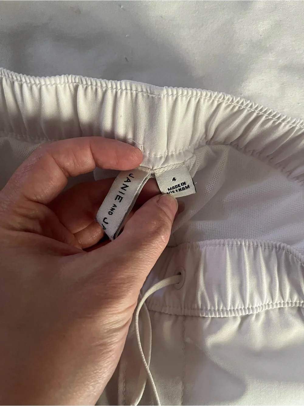 Janie and Jack White Swim Trunks with Navy Trim